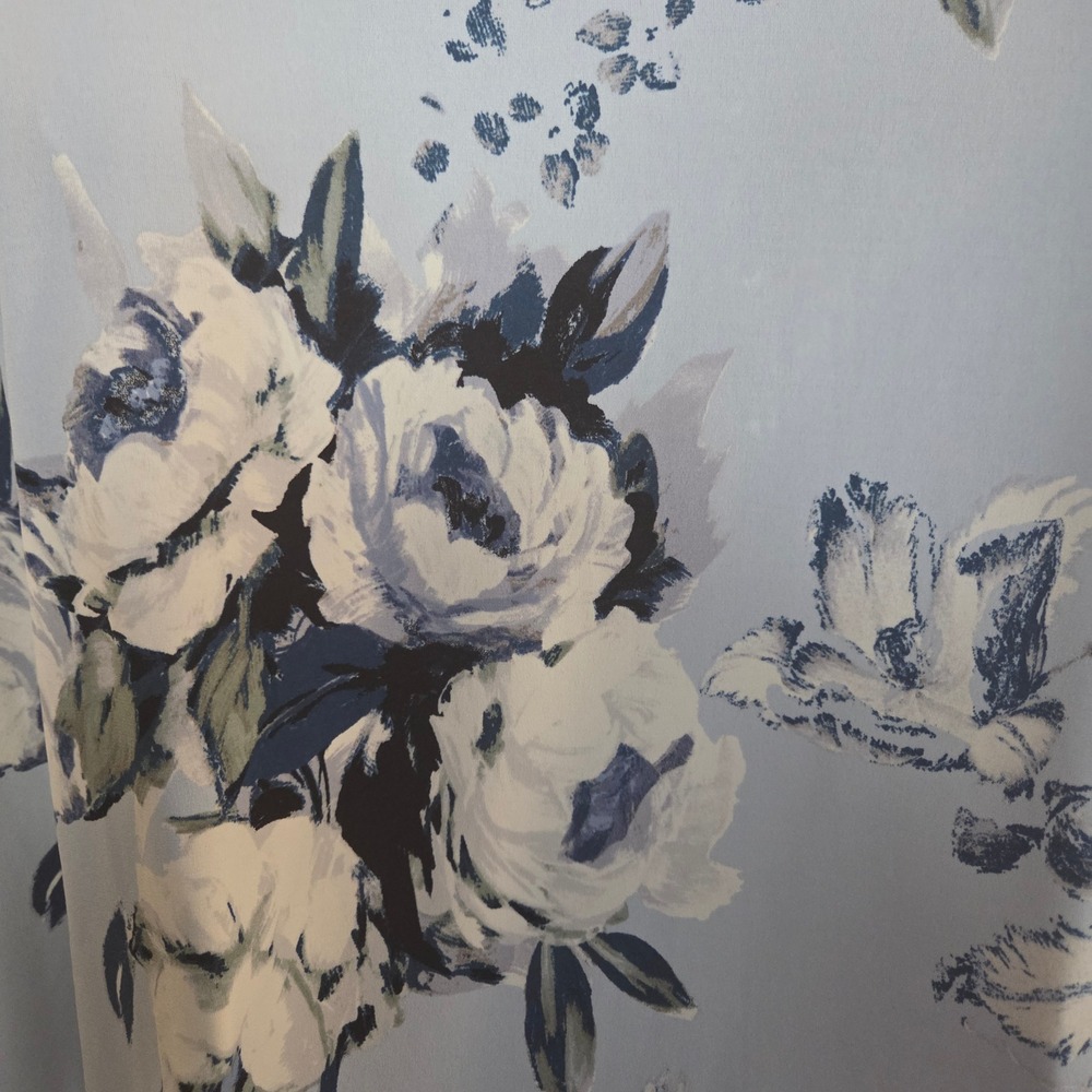 Karl Lagerfeld Paris Floral Ruffle Neck Blouse Blue Bell Sleeve Designer Small‎ - Picture 7 of 7